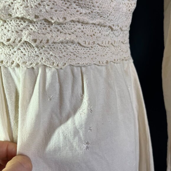 Vintage 1970s Girasol by Gonzalo Bauer Cream Dress Lace Embroidered *Flaws - Picture 7 of 15